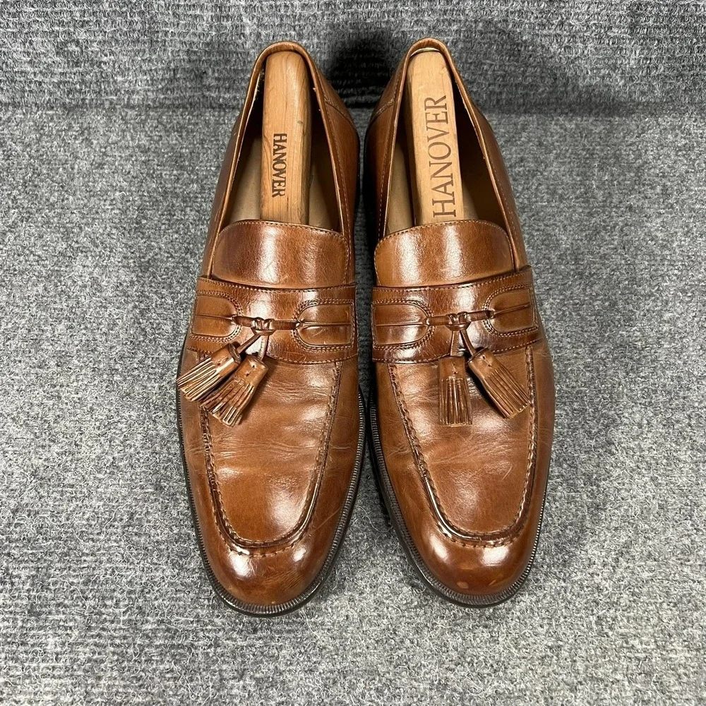 Johnston & Murphy Shoes Mens Size 9 N Brown Leather Tassel Loafers Italy 15-5724